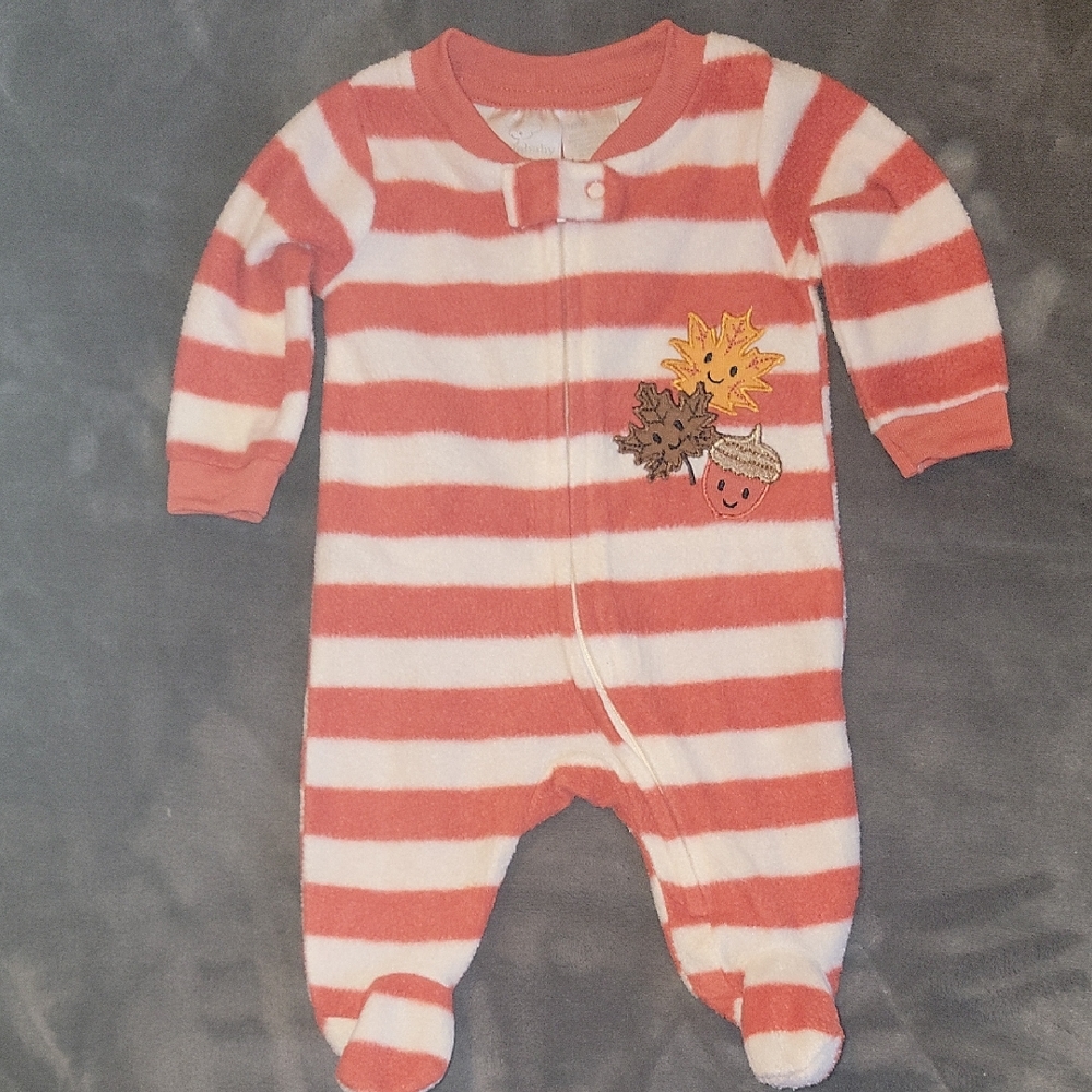 Adorable Striped Footie with Embroidered Characters